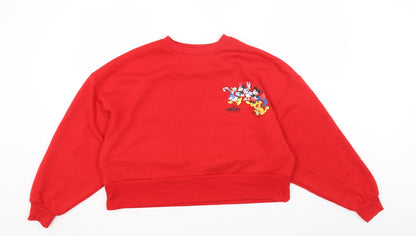Primark Womens Red Polyester Pullover Sweatshirt Size XS Pullover - Mickey Mouse