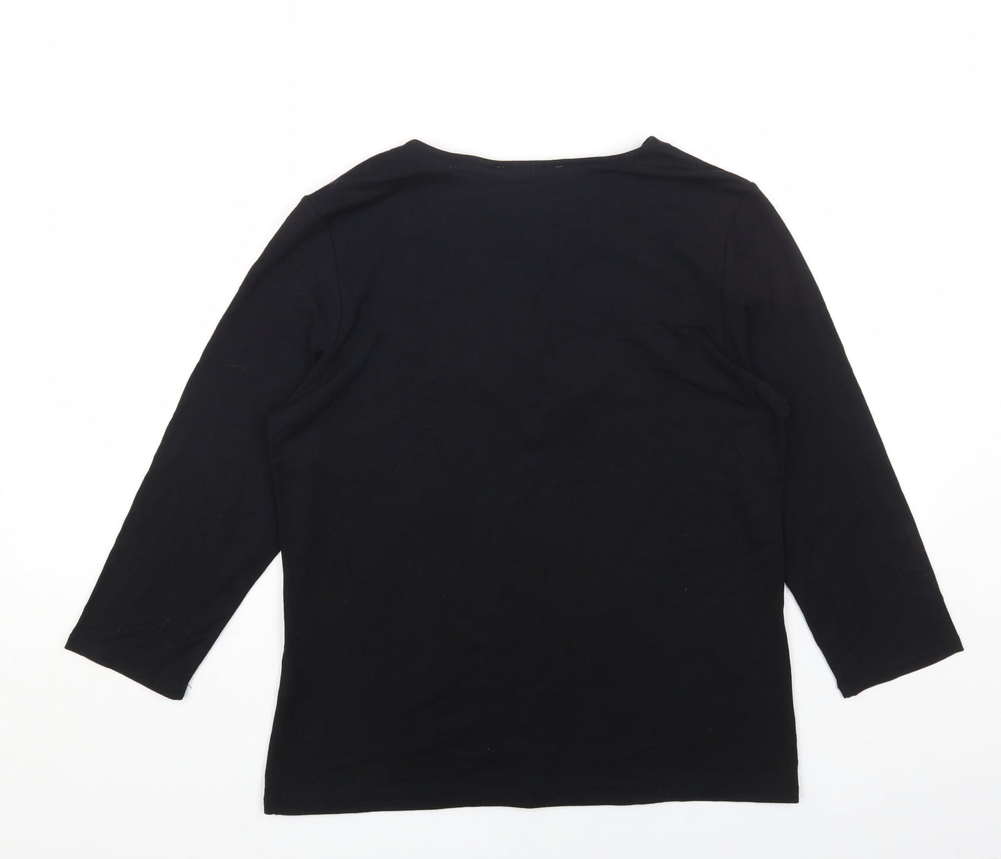 SIROCCO Womens Black Cotton Basic Blouse Size L V-Neck