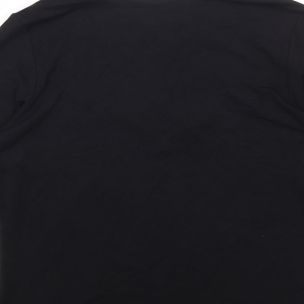 SIROCCO Womens Black Cotton Basic Blouse Size L V-Neck
