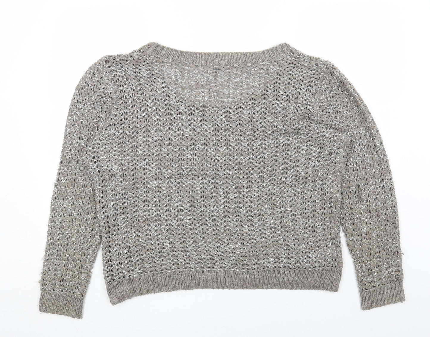 NEXT Womens Grey Scoop Neck Acrylic Pullover Jumper Size XL