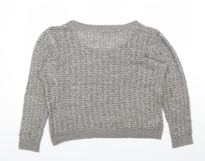 NEXT Womens Grey Scoop Neck Acrylic Pullover Jumper Size XL