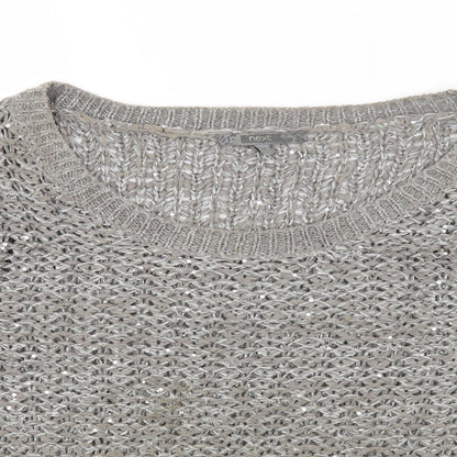 NEXT Womens Grey Scoop Neck Acrylic Pullover Jumper Size XL