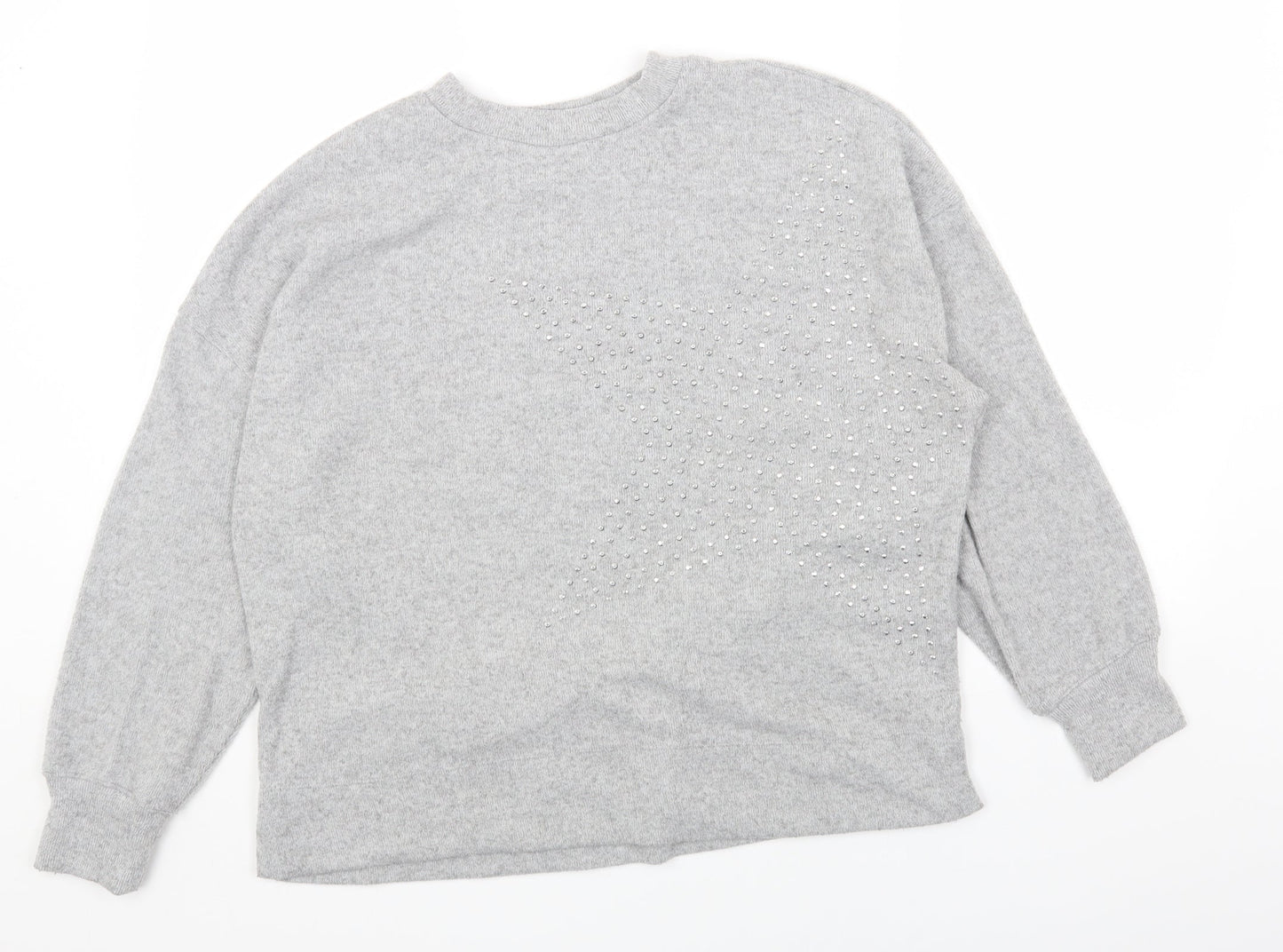 F&F Womens Grey Round Neck Viscose Pullover Jumper Size 14