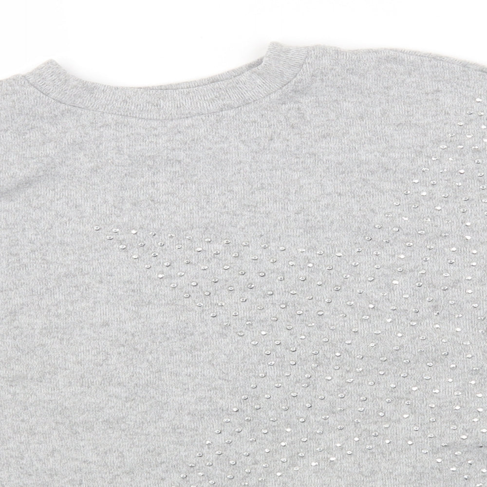 F&F Womens Grey Round Neck Viscose Pullover Jumper Size 14