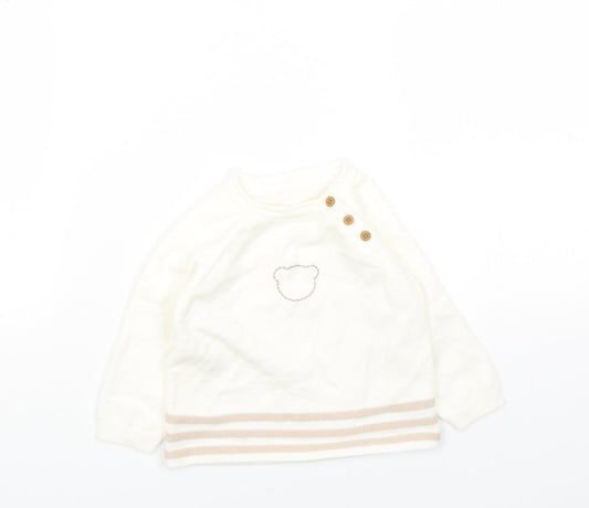 Nutmeg Boys White Viscose Pullover Jumper Size 6-9 Months Pullover