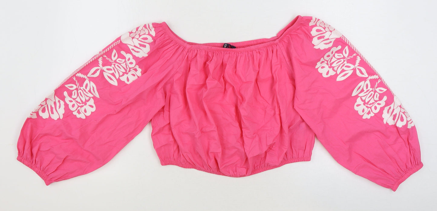 Womens UK Size 18 Marks and Spencer Pink Cropped Blouse