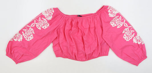 Womens UK Size 18 Marks and Spencer Pink Cropped Blouse