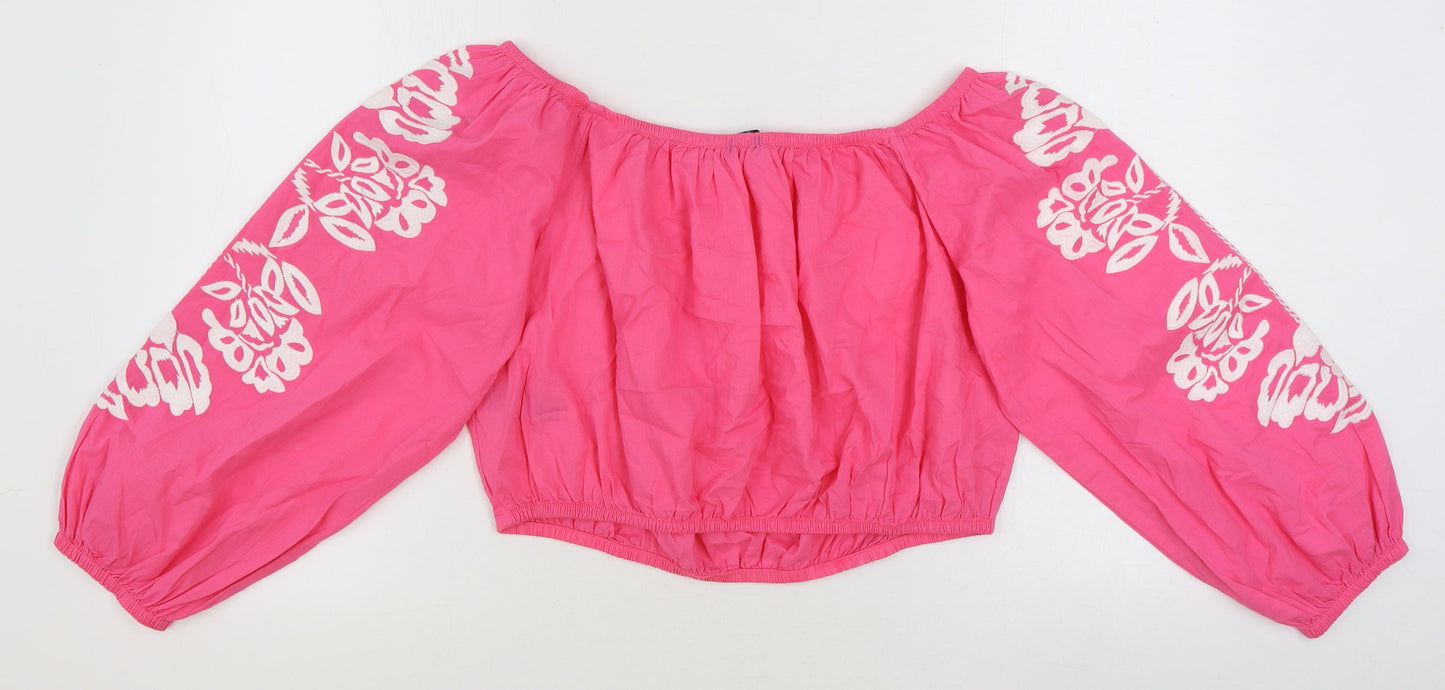 Womens UK Size 18 Marks and Spencer Pink Cropped Blouse