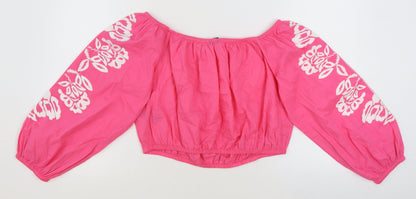 Womens UK Size 18 Marks and Spencer Pink Cropped Blouse