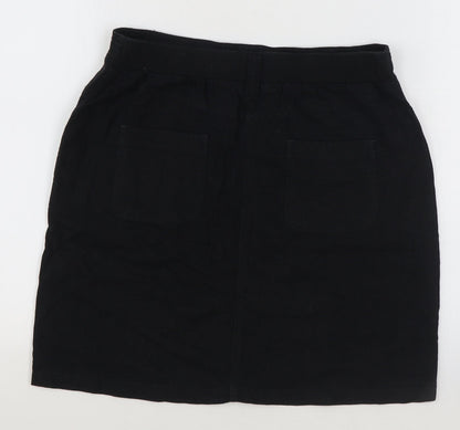 BHS Womens Black Linen A-Line Skirt Size 10