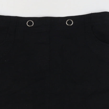 BHS Womens Black Linen A-Line Skirt Size 10