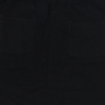 BHS Womens Black Linen A-Line Skirt Size 10