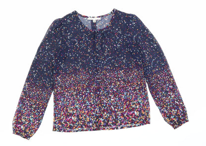 Uttam Boutique Womens Multicoloured Geometric Polyester Basic Blouse Size 8 Round Neck