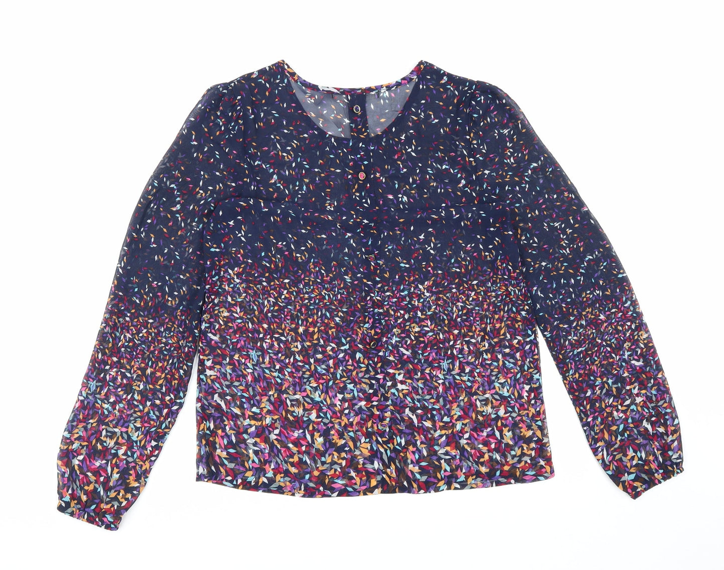 Uttam Boutique Womens Multicoloured Geometric Polyester Basic Blouse Size 8 Round Neck