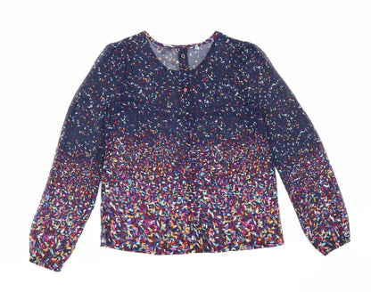 Uttam Boutique Womens Multicoloured Geometric Polyester Basic Blouse Size 8 Round Neck