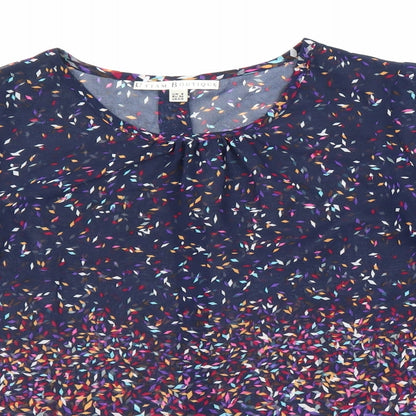 Uttam Boutique Womens Multicoloured Geometric Polyester Basic Blouse Size 8 Round Neck