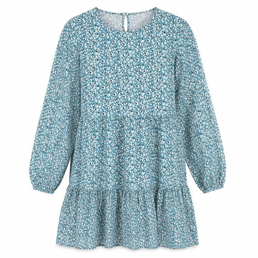 PEBBLE BAY Womens Blue Floral Polyester Shift Size 14 Round Neck Button