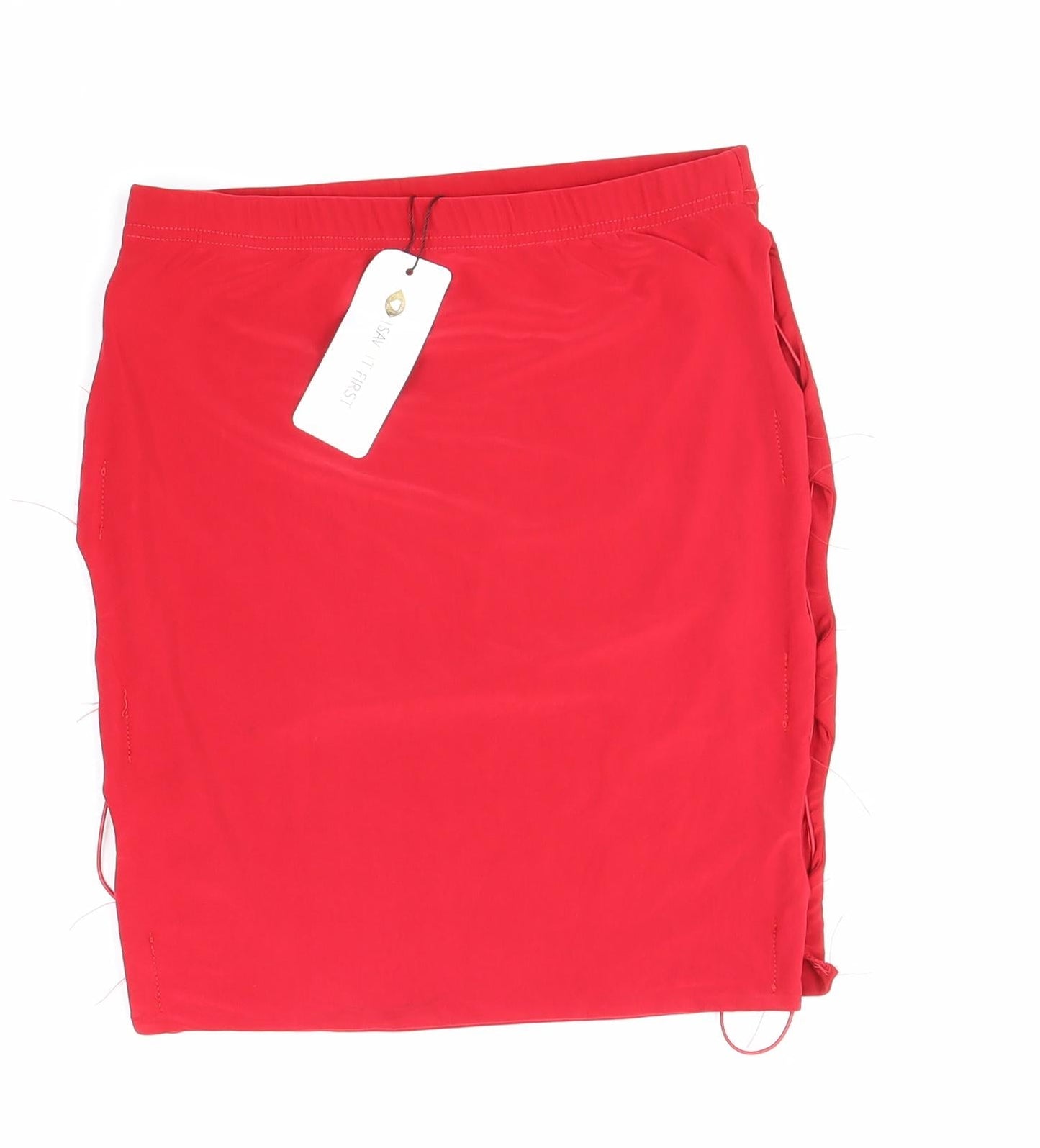 I SAW IT FIRST Womens Red Polyester Bandage Skirt Size 10 Lace Up