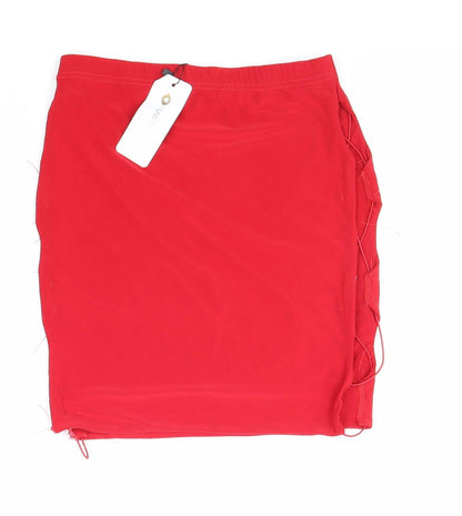 I SAW IT FIRST Womens Red Polyester Bandage Skirt Size 10 Lace Up