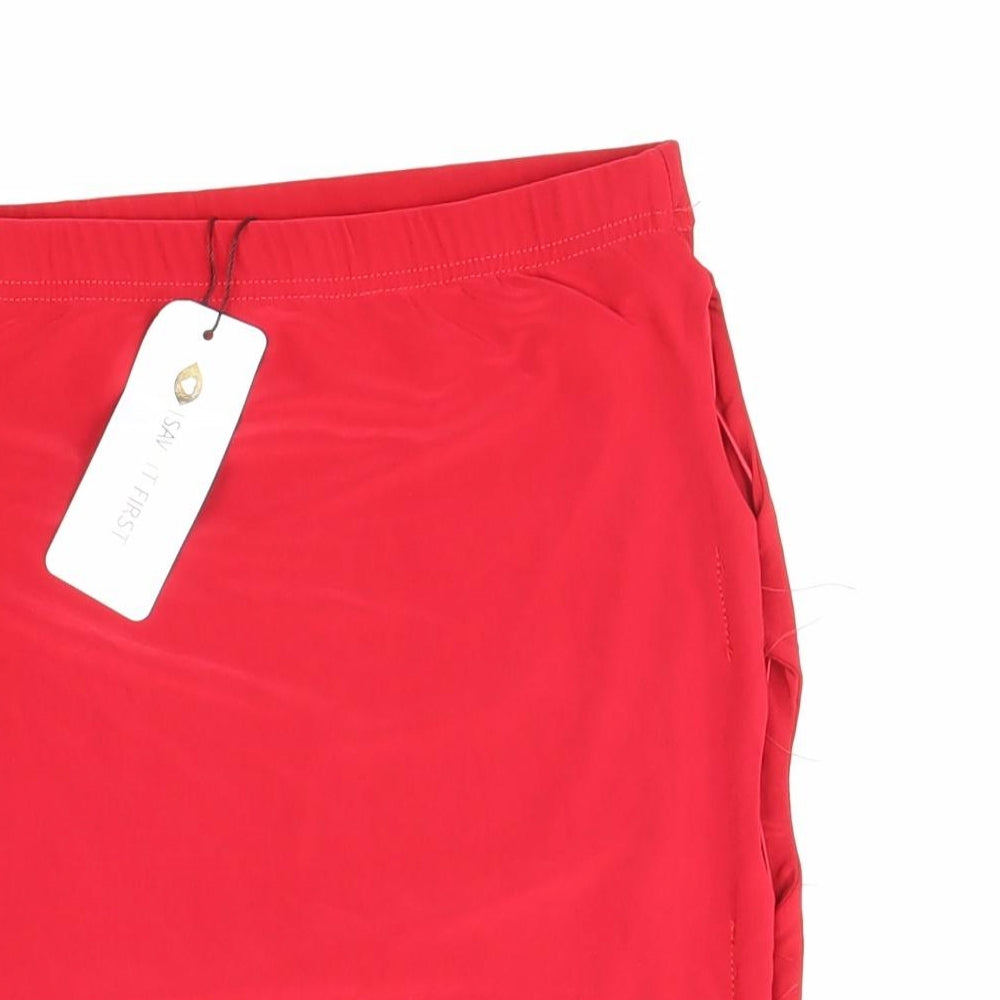 I SAW IT FIRST Womens Red Polyester Bandage Skirt Size 10 Lace Up