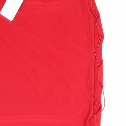 I SAW IT FIRST Womens Red Polyester Bandage Skirt Size 10 Lace Up