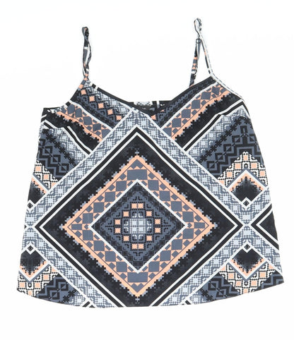 Miss Selfridge Womens Multicoloured Geometric Polyester Camisole Blouse Size 10 V-Neck