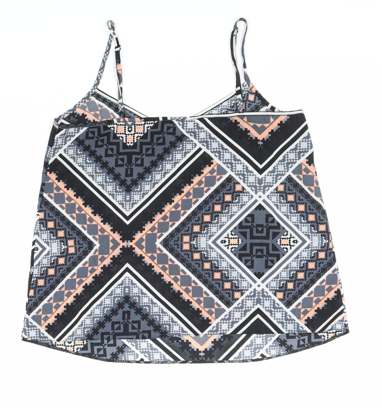 Miss Selfridge Womens Multicoloured Geometric Polyester Camisole Blouse Size 10 V-Neck