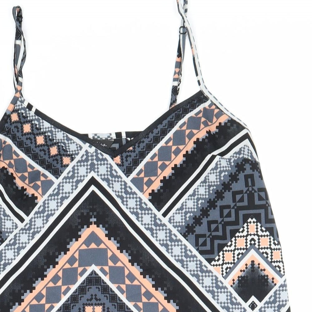 Miss Selfridge Womens Multicoloured Geometric Polyester Camisole Blouse Size 10 V-Neck