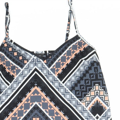 Miss Selfridge Womens Multicoloured Geometric Polyester Camisole Blouse Size 10 V-Neck