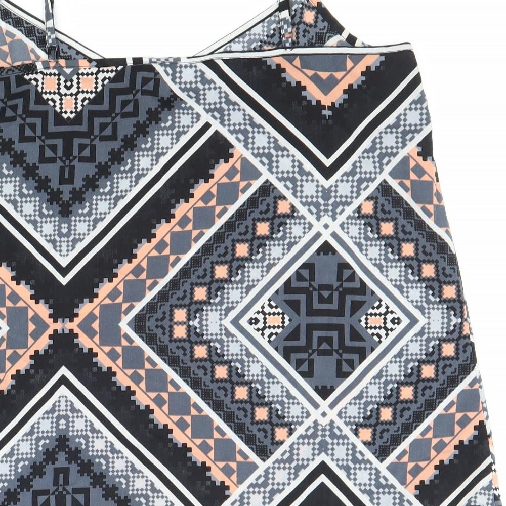 Miss Selfridge Womens Multicoloured Geometric Polyester Camisole Blouse Size 10 V-Neck
