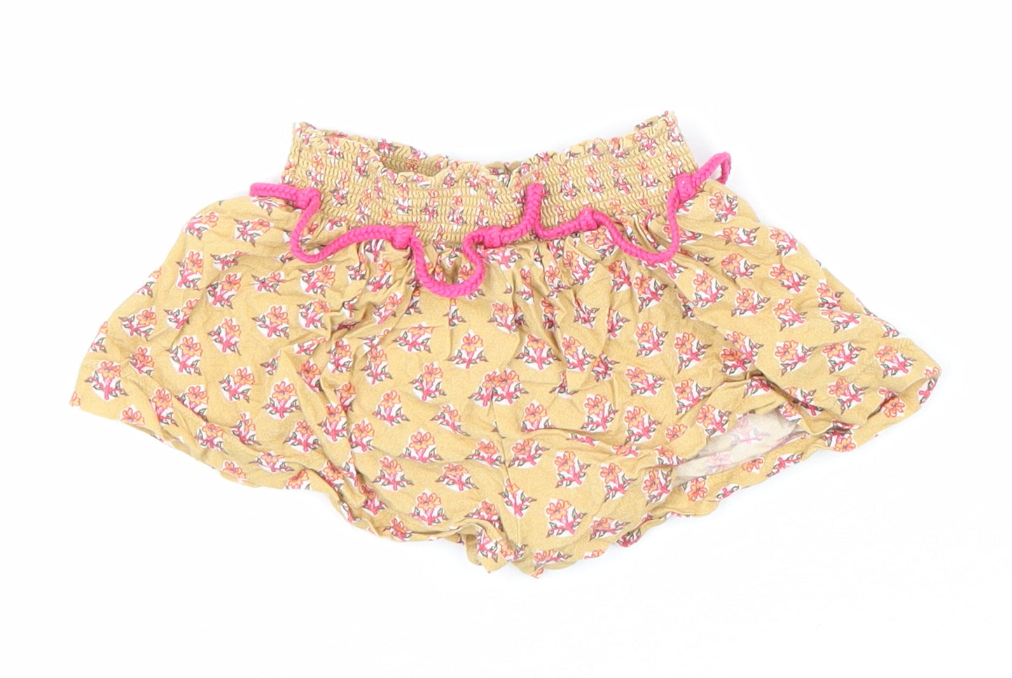 NEXT Girls Multicoloured Geometric Viscose Cropped Trousers Size 3-6 Months Drawstring