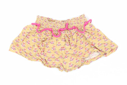 NEXT Girls Multicoloured Geometric Viscose Cropped Trousers Size 3-6 Months Drawstring