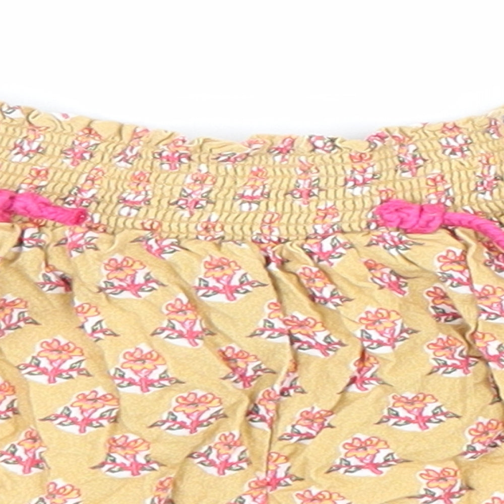 NEXT Girls Multicoloured Geometric Viscose Cropped Trousers Size 3-6 Months Drawstring