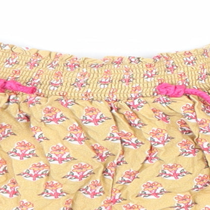 NEXT Girls Multicoloured Geometric Viscose Cropped Trousers Size 3-6 Months Drawstring