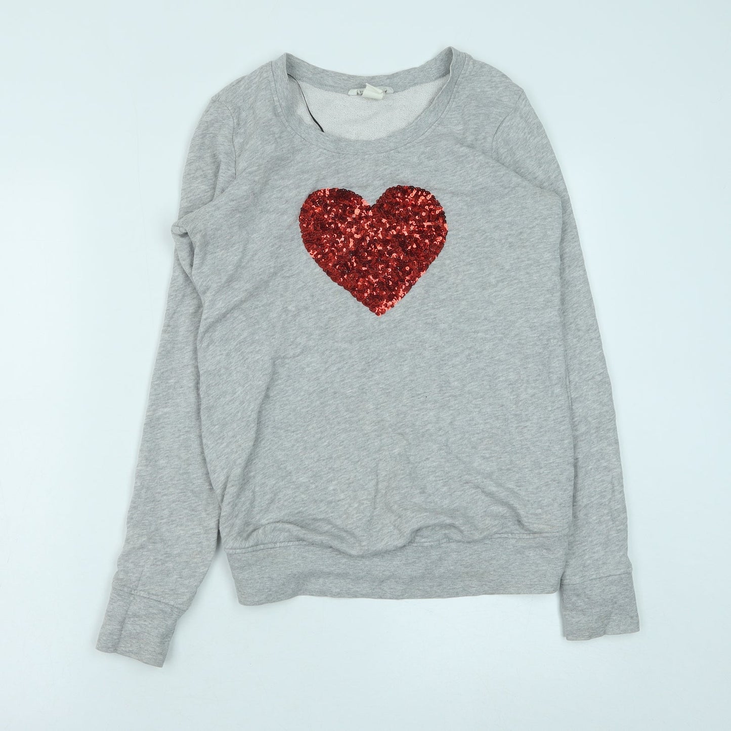 H&M Womens Grey Cotton Pullover Sweatshirt Size S Pullover - Heart