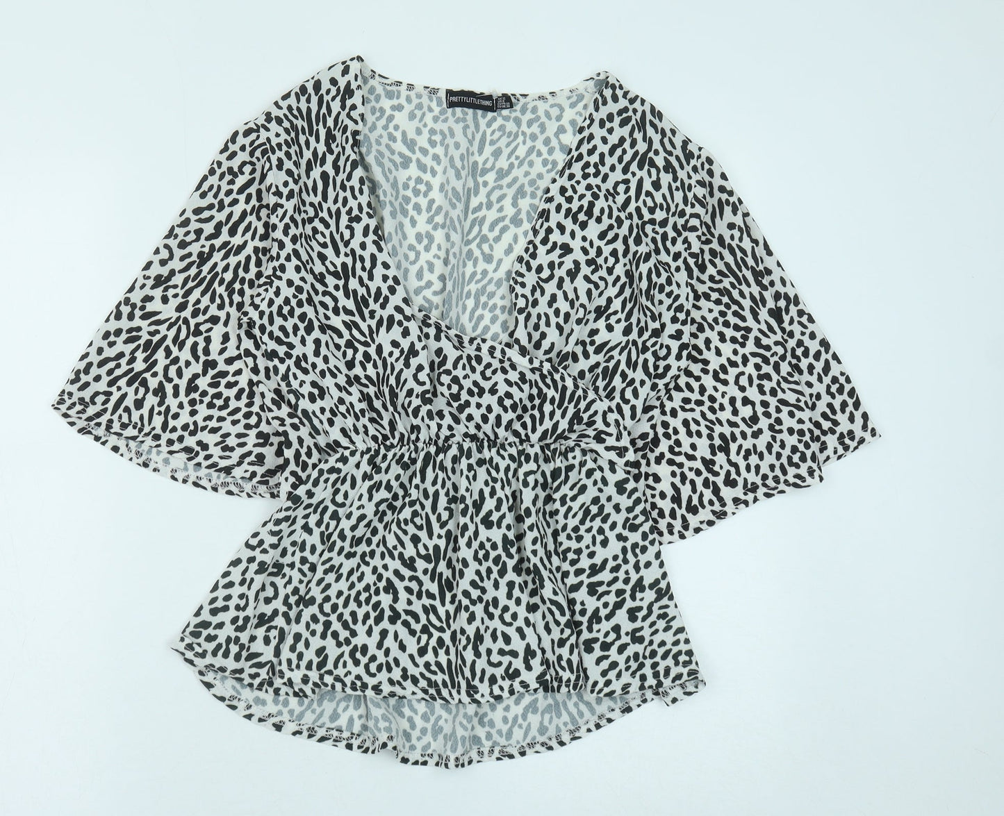 Womens UK Size 12 PRETTYLITTLETHING Black Basic Blouse