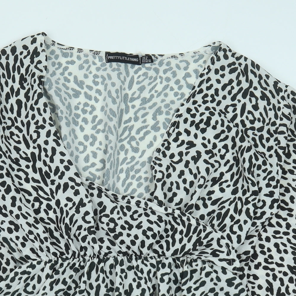 Womens UK Size 12 PRETTYLITTLETHING Black Basic Blouse