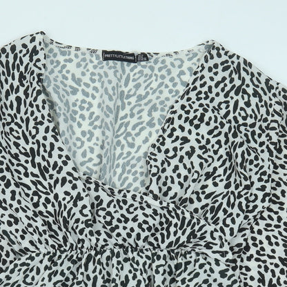 Womens UK Size 12 PRETTYLITTLETHING Black Basic Blouse