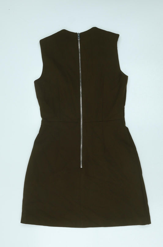 French Connection Womens Brown Polyester A-Line Size 10 Round Neck Pullover