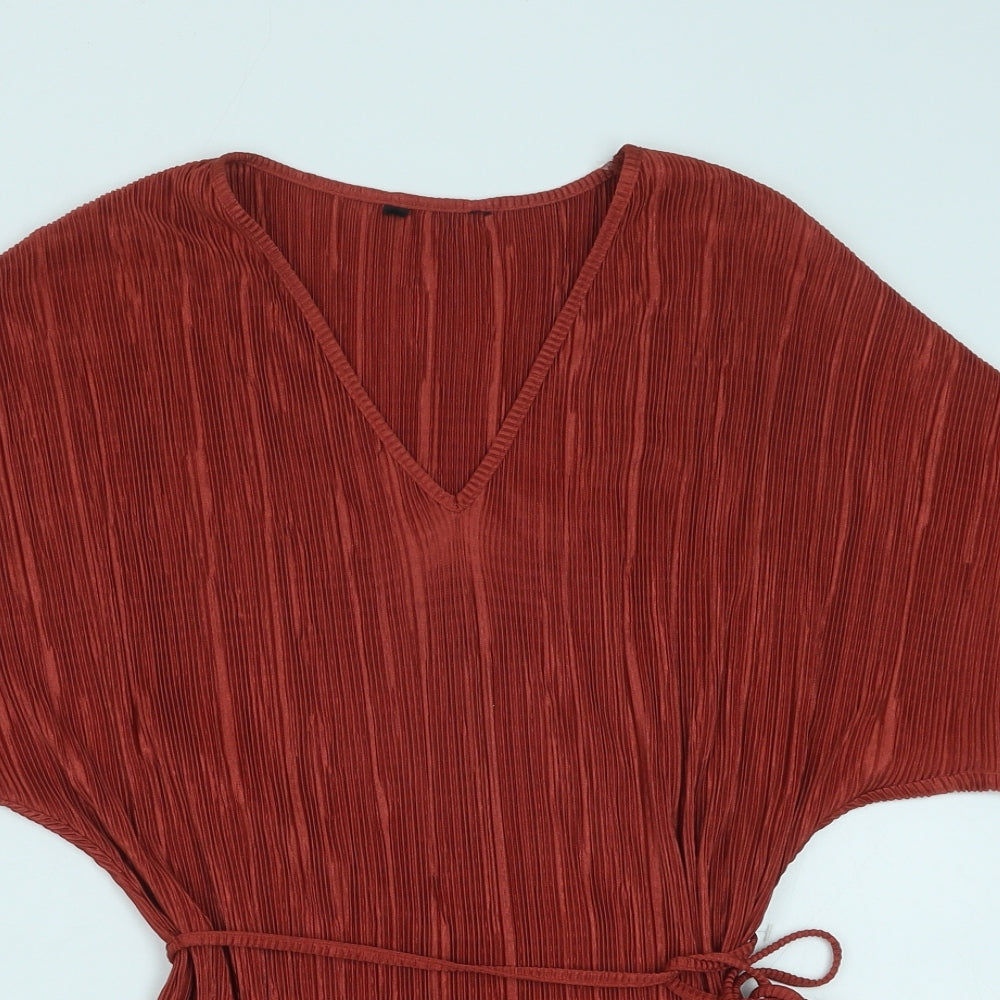 Womens UK Size 8 Peacocks Brown Tunic Blouse