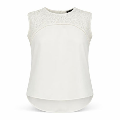 Dorothy Perkins Womens White Polyester Basic Tank Size 10 Round Neck - Lace Detail