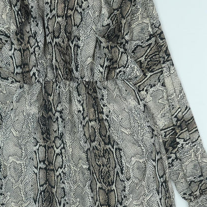 Love Womens Brown Animal Print Polyester Shirt Dress Size S Collared Button - Snakeskin Pattern