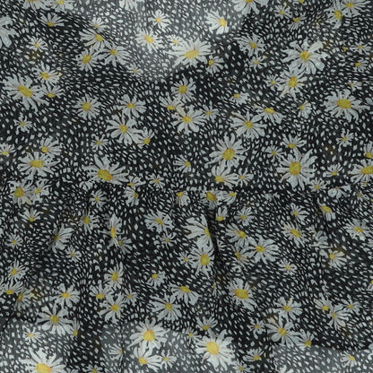 Primark Womens Black Floral Polyester Basic Blouse Size 10 Scoop Neck - Daisy Print Smock