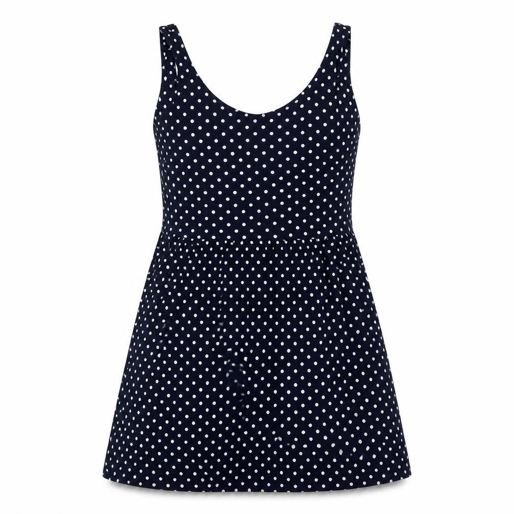 H&M Womens Blue Polka Dot Viscose Tank Dress Size 8 Scoop Neck Pullover