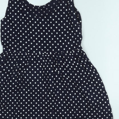 H&M Womens Blue Polka Dot Viscose Tank Dress Size 8 Scoop Neck Pullover