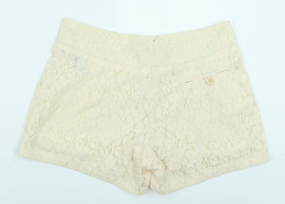 Warehouse Womens Ivory Nylon Cargo Shorts Size 12 Regular Button - Lace Detail