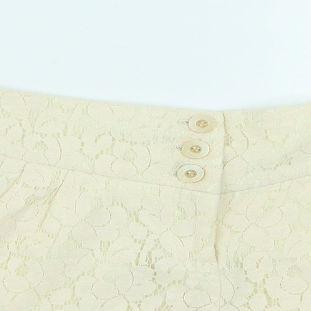 Warehouse Womens Ivory Nylon Cargo Shorts Size 12 Regular Button - Lace Detail