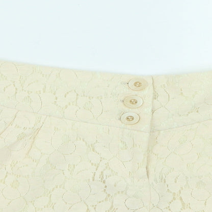 Warehouse Womens Ivory Nylon Cargo Shorts Size 12 Regular Button - Lace Detail