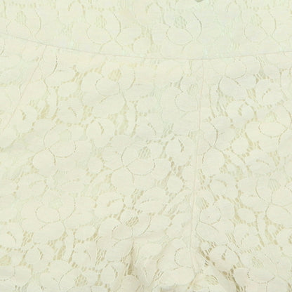 Warehouse Womens Ivory Nylon Cargo Shorts Size 12 Regular Button - Lace Detail