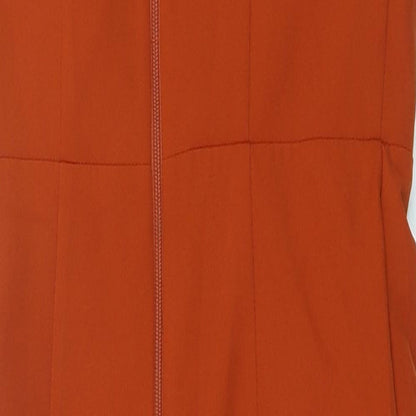 Vesper Womens Orange Polyester Pencil Dress Size 6 Square Neck Zip
